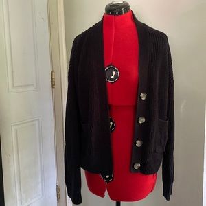 GAP black knit cardigan -L